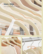SONGMICS HOME Velvet Pants Hangers with Adjustable Clips, Non-Slip Space-Saving Clothes Hangers, 30 Pack, Shoulder Notches for Skirts, Beige - Image 5