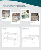 Shantton Cabinet Shelf Organizer, Pantry Shelf Rack, White 16.1x10.6x7.3 - Image 4