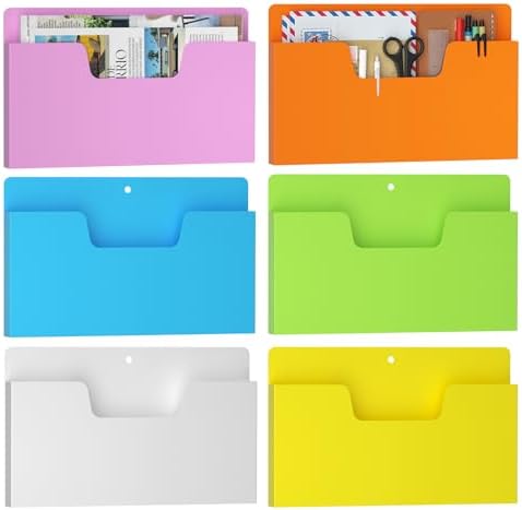MFTEK Magnetic File Holder 6 Pockets Paper Holder, Hanging File Organizer Horizontal Magnetic Mail Letter Folder Office Supplies Storage for Cabinets, Whiteboard, Refrigerator by MFTEK