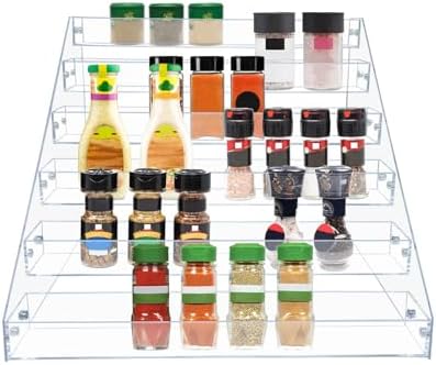PMMASTO Clear Acrylic Spice Rack for Countertops- 6 Tier by PMMASTO