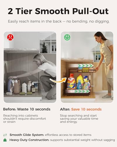 Sevenblue 2-Pack 2-Tier Height Adjustable Under Sink Organizer & Storage - Image 3