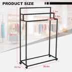 Yaocom Floor Mounted Belt Hanger, Metal Men Closet Display Stand Organizer with Wheels, Ties Scarf Rack Shawls Purse Shelf Storage Holder for Clothing Bedroom Store, 150 x 100 x 40 cm - Image 3