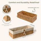 Tank Topper Storage Baskets - Woven Wicker Basket for Toilet Paper Holder, Baskets for Vanity, Bathroom, Pantry Organizing, or Coffee Table Decor Pack of 02 Waterhyacinth - Image 2