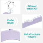 Sishynio Velvet Hangers 30 Pack, Non-Slip Slim Felt Clothes Hangers Purple - Image 2