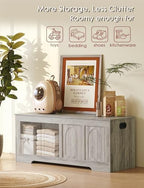 DINZI LVJ Storage Chest, Wooden Toy Box, Gray Wash 47.2" L - Image 6