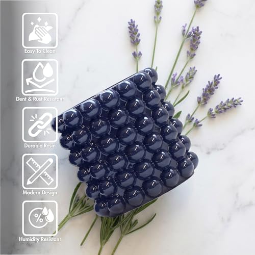 Better Trends 2-Piece Bathroom Accessory Set – Toothbrush Holder & Bubble Textured Tumbler Cup, Unbreakable Plastic Vanity Organizer for Modern Bathroom Countertop Décor Navy Nova Collection - Image 5