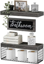 QEEIG ‎Bathroom Shelves with Decor Sign (Grey, 15.7") by QEEIG