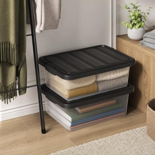 14 L Clear Storage Box with Black Lid, Medium-14 Quart, 2 Packs - Image 6