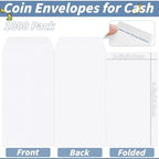1000 Pcs Money Envelopes for Cash 3.5x6.5in White Coin Envelopes Small Cash Envelopes with Gummed Flaps for Money Saving Challenge Small Item Organizer Coins Tickets Tips Parts Seed Storage - Image 2