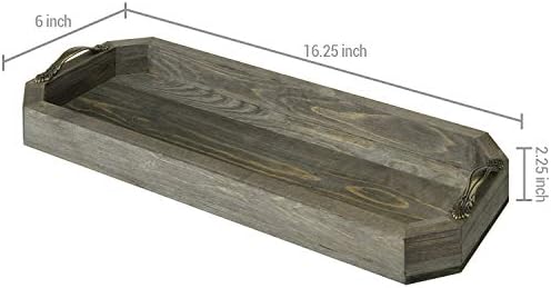 MyGift Rustic Gray Wood Vanity Tray, Toilet Tank Organizer with Handles - Image 4