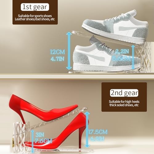 Shoe Slots Organizer, Adjustable 10 Pack Shoe Stacker for Closet Storage, Clear Double Layer Space Saver, Durable and Stackable Shoe Holder for Sneakers Heels and Flat - Image 5