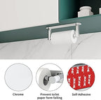 Adhesive Toilet Paper Holder Chrome Bathroom Double Post Pivoting Toilet Tissue Holder Polished Roll Holder Stick On No Drilling Stainless Steel and Zinc Alloy - Image 2