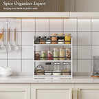 Spice Rack Wall Mount, Wood Spice Rack for Countertop, White - Image 3