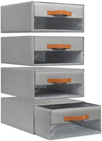DIMJ Closet Organizers and Storage - Fabric Bins with Drawers for Closet Foldable Clothes Organizers with Clear Window, Stackable Storage Drawers Units for Bedroom, Living Room, 4-Pack, Grey by DiMJ