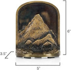 CRAFTSMAN ROAD Cast Iron Mountain Bookends Set, Antique Brass Book Ends, 2 Decorative Book Holders for Shelves or Bookcase, Stylish Brass, Non-Skid Anti-Slip Heavy Duty, Home Décor Gift - Image 2