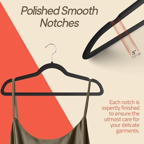 Black Velvet Hangers 150 Pack – 360° Swivel Hook, Non-Slip and Space Saving Hangers, Heavy-Duty 11 lbs Weight Capacity - Smooth Velvet Finish for Crease-Free Clothes and Effortless Closet Organization - Image 6