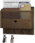 Nekon Mail Organizer with Drawer for Wall, Wooden Key Holder, Brown by NekonDesign