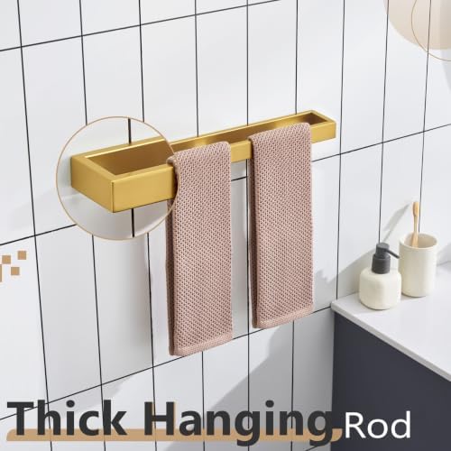 KOKOSIRI Towel Bar Brushed Gold Bath Towel Holder 16 Inch Kitchen Towel Hanger Rack Stainless Steel Bathroom Hardware Wall Mounted, 1 Pack B4008BG-L16 - Image 6