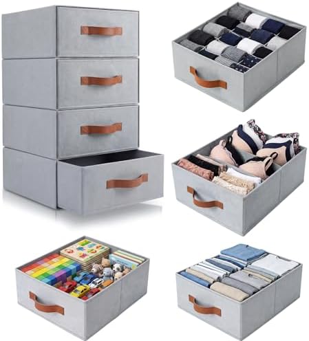 Windyun 4 in 1 Stackable Dorm Under Bed Storage Drawers, Gray by Windyun