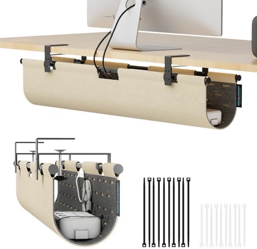 No Drill Under Desk Cable Management Tray, 30" Felt Cord Organizer by ERGOCOLLECT