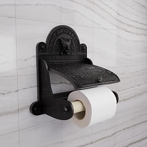 Renovators Supply Manufacturing Black Wall Mount Toilet Tissue Paper Holder 6.9" Wide Antique Ornate Victorian Style Solid Aluminum Rust Resistant Toilet Tissue Roll Holder Storage with Lid - Image 2
