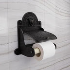 Renovators Supply Manufacturing Black Wall Mount Toilet Tissue Paper Holder 6.9" Wide Antique Ornate Victorian Style Solid Aluminum Rust Resistant Toilet Tissue Roll Holder Storage with Lid - Image 2