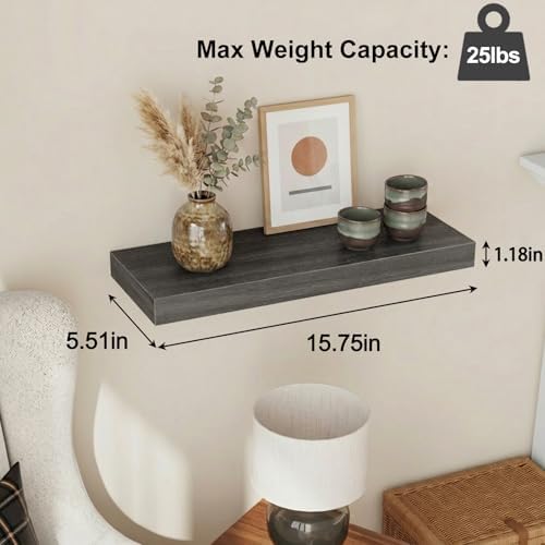 Fixwal Floating Shelves for Wall Decor (Grey, Set of 4, 15.7 Inch) - Image 3