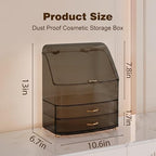 Makeup Organizer Countertop Vanity with Transparent Lid Drawers Waterproof Dustproof Cosmetic Skincare Bathroom Storage Gift for Women Teens Girls (Clear Black) - Image 5