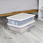 (2 pack) 28 Quart Clear Storage Bin with Lid, Under Bed Storage Container, Low-Profile Stackable Plastic Bin for Clothes, Towels - Image 3