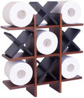 DAOYOUSKY Tic Tac Toe Toilet Paper Holder Stand with 4pcs Wooden X, Farmhouse Rustic Wall Mounted Funny Toilet Papers Storage Organizer with Shelf, Guest Bathroom Decor, Brown and Black by Unknown
