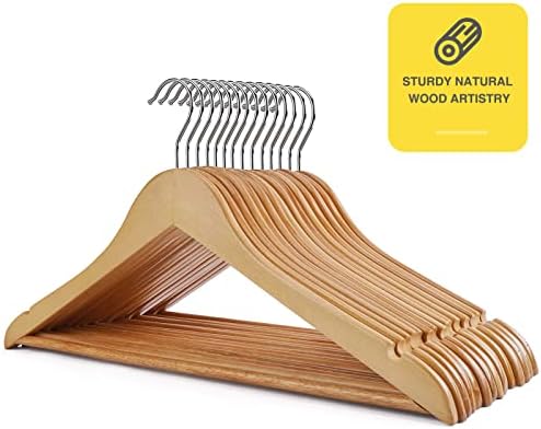Wooden Hangers 30 Pack,Smooth Finish Wood Clothes Hangers,Natural - Image 6