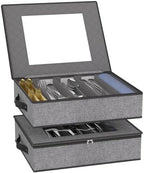 Silverware & Flatware Storage Organizer with Lid, 2 Pack Gray by VERONLY