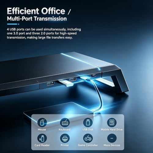 Computer Monitor Stand Riser with Storage Drawer, USB Hub, RGB - Image 5
