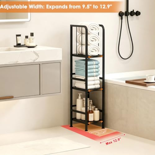 3-Tier Expandable Towel Racks for Bathroom, Narrow Towel Rack - Image 4