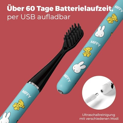 MIPOW Miffy BrushGo i4 Slim Electric Toothbrush Sonic Vibration Rechargeable Magnetic Travel Case & Ceramic Holder Dock 60Day Long Battery Soft Bristles 2Heads IPX7 Waterproof (Blue) - Image 5