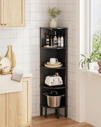 Corner Shelf, 5 Tier Corner Bookshelf, Display Corner Shelf Stand with Storage Rack, Wall Corner Bookshelf for Living Room, Bedroom, Office, Black - Image 7