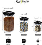 Felli Flip Tite Acrylic Food Storage Container with Lid 6” XL Air Tight Ring Seal Flip Lock, Plastic Kitchen Baking Canister for 5 lb Flour Sugar Rice Protein Powder Pantry Organizer (Nest-L Black) - Image 7