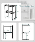 Shantton 2pk Kitchen Cabinet Shelf Counter Organizer Rack Pantry Storage Bathroom Bedroom Office Table Desk Space Saving Steel Frame Stackable Rust Resistant Non Slip Black-Tall-L13in W8.3in H9.5in - Image 3
