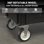 Plastic Utility Cart on Wheels, 40 x 17 Inch Rolling Service Cart-Black - Image 4