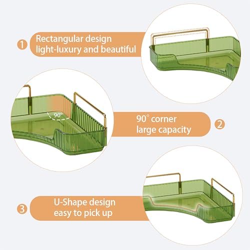 Corner Bathroom Counter Organizer Bathroom Countertop Shelf Makeup Organizer for Vanity Perfume Tray for Corner Storage (3 Tiers, Green) - Image 3