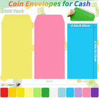 1000 Pcs Money Envelopes for Cash 3.5x6.5in 12 Color Colored Coin Envelopes Small Cash Envelopes with Gummed Flaps for Money Saving Challenge Small Item Organizer Coins Tickets Tips Parts Seed Storage - Image 2