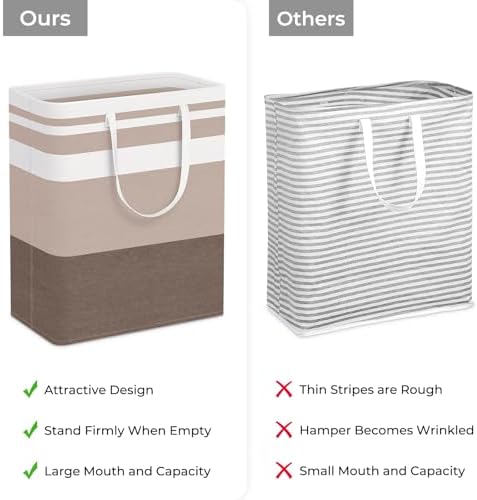 HomeHacks 2-Pack Large Laundry Basket, Waterproof, Freestanding Laundry Hamper, Collapsible Tall Clothes Hamper with Extended Handles for Clothes Toys in the Dorm and Family (Brown, 125L) - Image 3