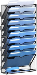 DALTACK Wall File Holder 10 Tier Hanging Wall File Organizer, for Papers Mails Folders Clipboard Magazine Organization for Office Home School Classroom, Mesh Metal, Assembly Needed, Black by DALTACK