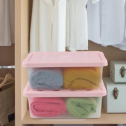 14 Quart Plastic Latching Storage Box, Plastic Underbed Storage Bin with Pink Lids, 2 Packs - Image 7