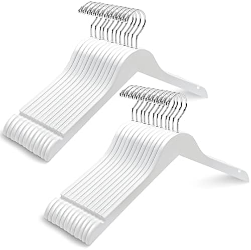Amber Home 24 Pack Wooden Shirt and Dress Hangers Smooth White Finish by AmberHome