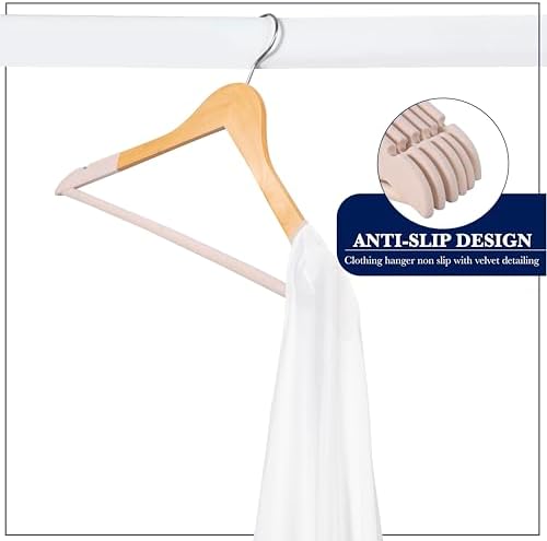 Wooden Hangers, 20 Pack, Non-Slip Velvet for Pants, Coats - Image 3