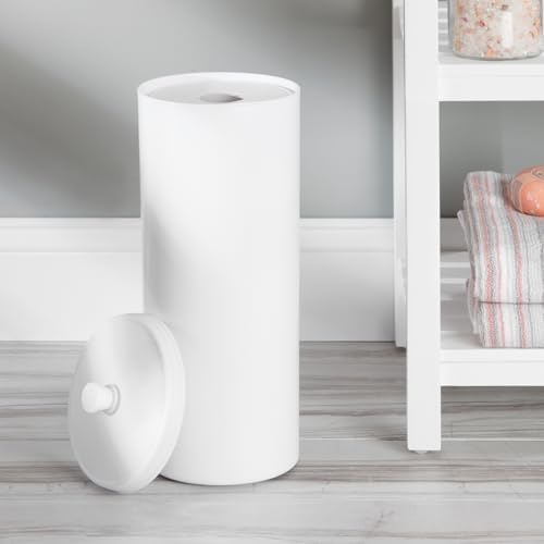 iDesign Freestanding Bathroom Toilet Paper Storage Holder, 2-Pack, White - Image 7