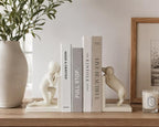Decorative Bookends for Shelves, Modern Human & Dog Antique Resin Book Ends - Image 7