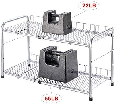 FlagShip 2 Tier Under Sink Organizers and Storage Rack Expandable Cabinet Shelf for Kitchen Bathroom Silver (17-25 inches) - Image 5