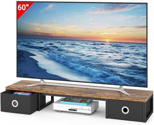 YAOHUOO 45" Large TV Riser with Fabric Drawers for 32-60 inch TV by YAOHUOO